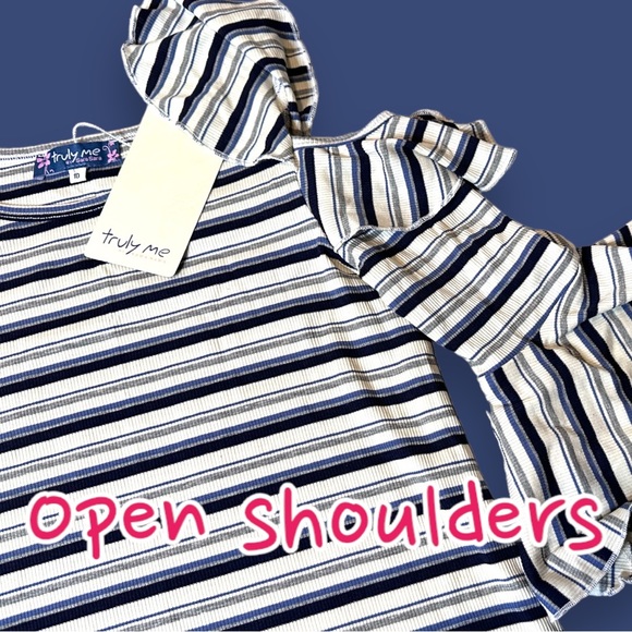 ๐HOST PICK๐NWT Truly Me Girls By Sara Sara Stripped Ruffle Sleeve Dress. 10 - Picture 9 of 12